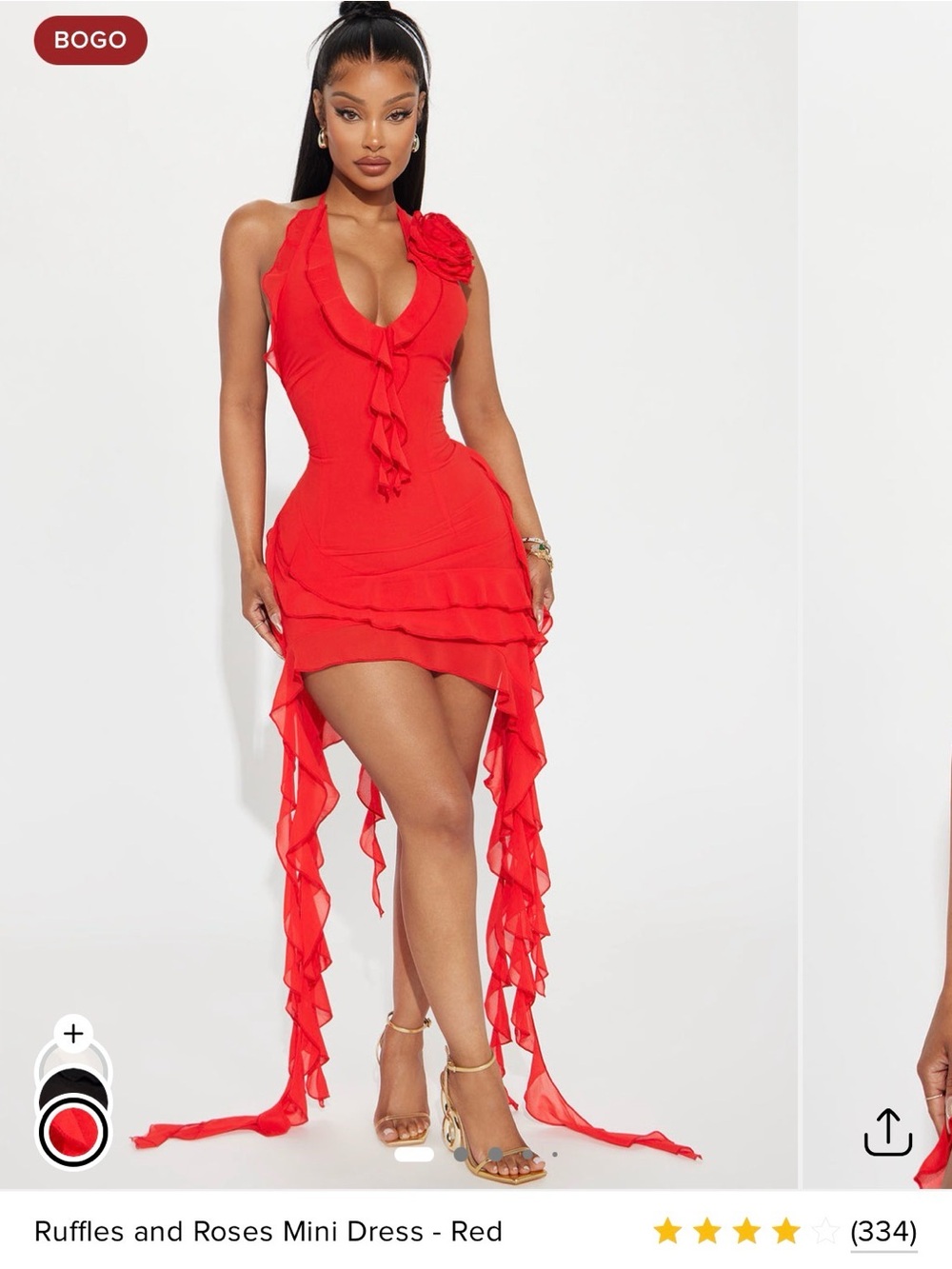 Fashion Nova Ruffles and Roses Mini Dress - Red